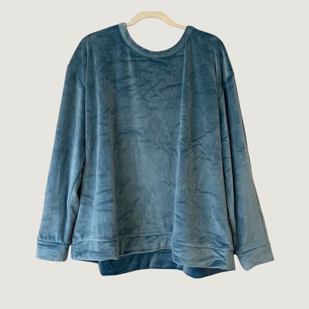 Koolaburra by Ugg Luxe Velour Crew Neck Top and Joggers Blue Set XL